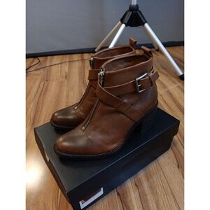 Diesel Women's Booties 35 Distressed Brown Leather Zip 3" Heels Vtg Vintage Y2k